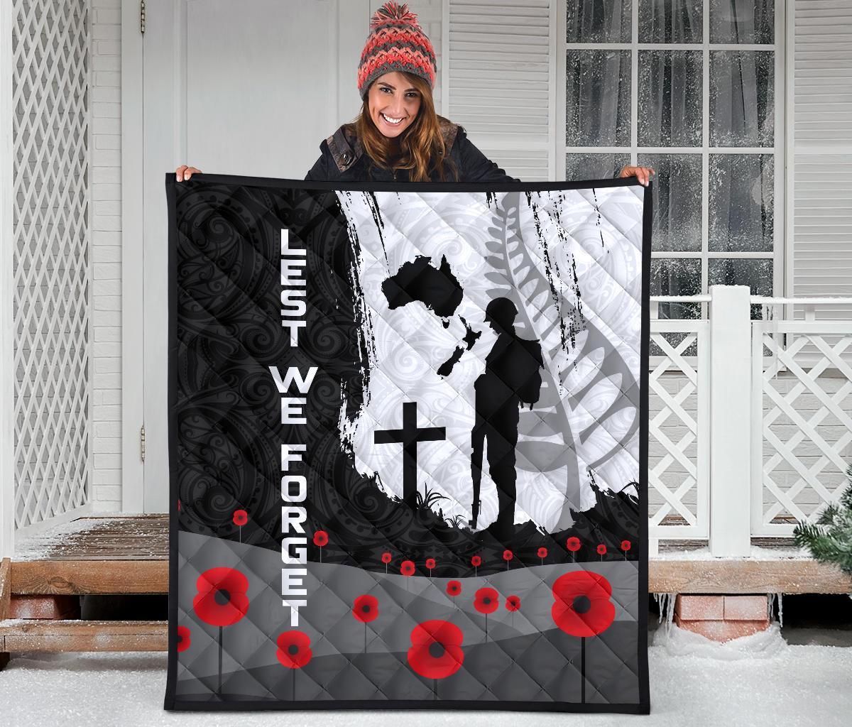 ANZAC Day Premium Quilt, New Zealand Australia Lest We Forget - Vibe Hoodie Shop