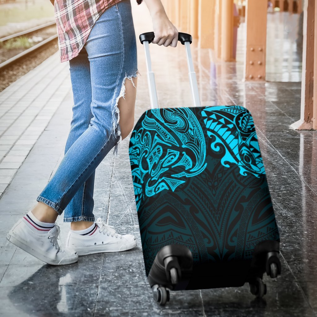 New Zealand Luggage Covers, Maori Polynesian Tattoo Blue - Vibe Hoodie Shop