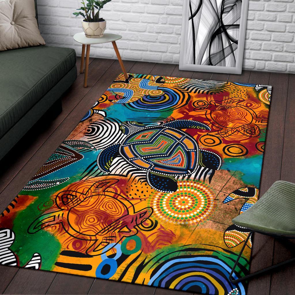 Aboriginal Area Rug - Turtle Indigenous Art - Vibe Hoodie Shop