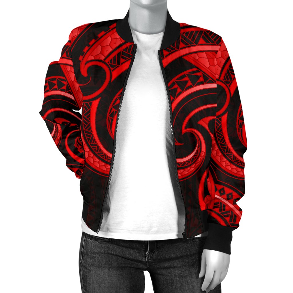 New Zealand Maori Mangopare Women Bomber Jacket Polynesian - Red - Vibe Hoodie Shop