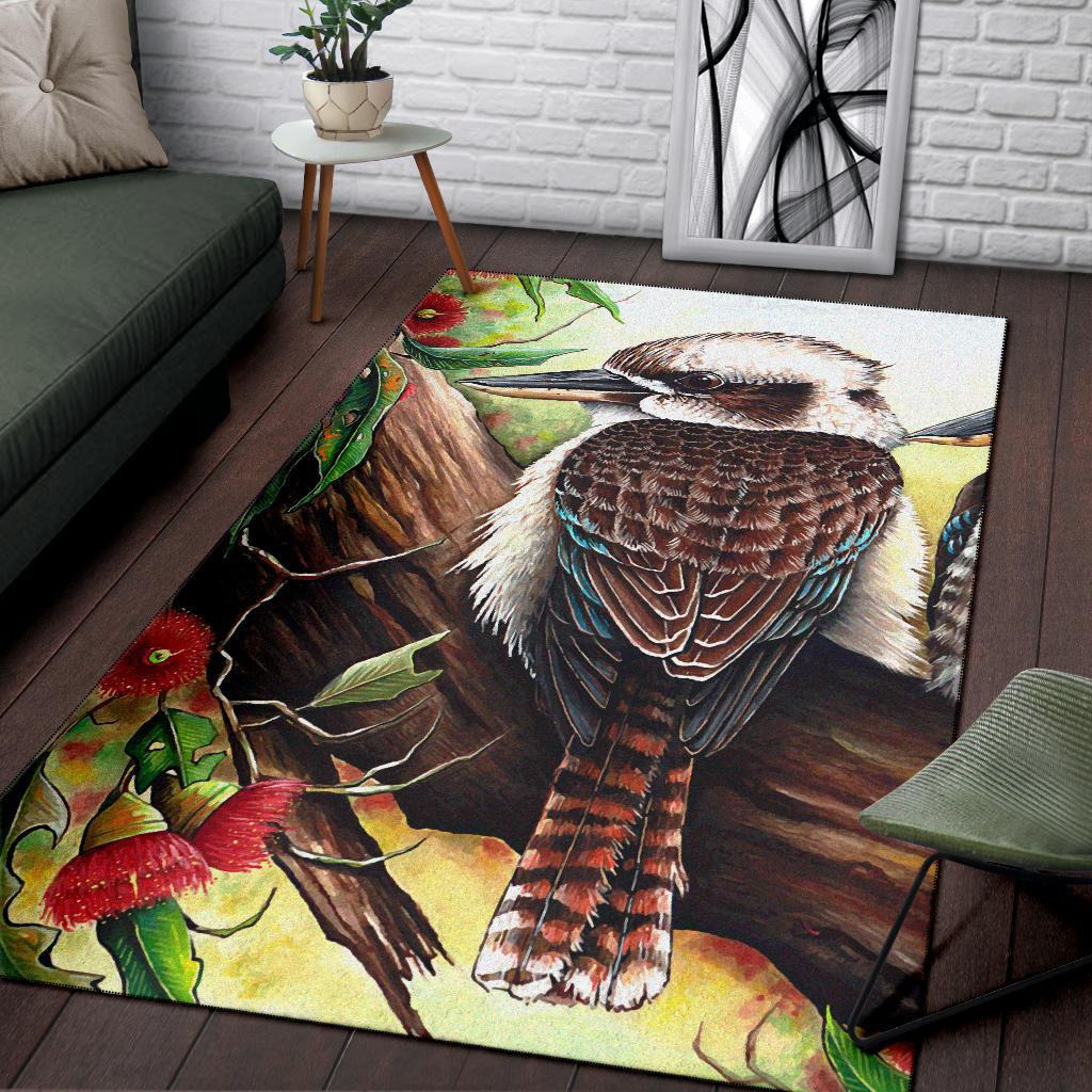 Area Rug - Kookaburra with Waratah - Vibe Hoodie Shop