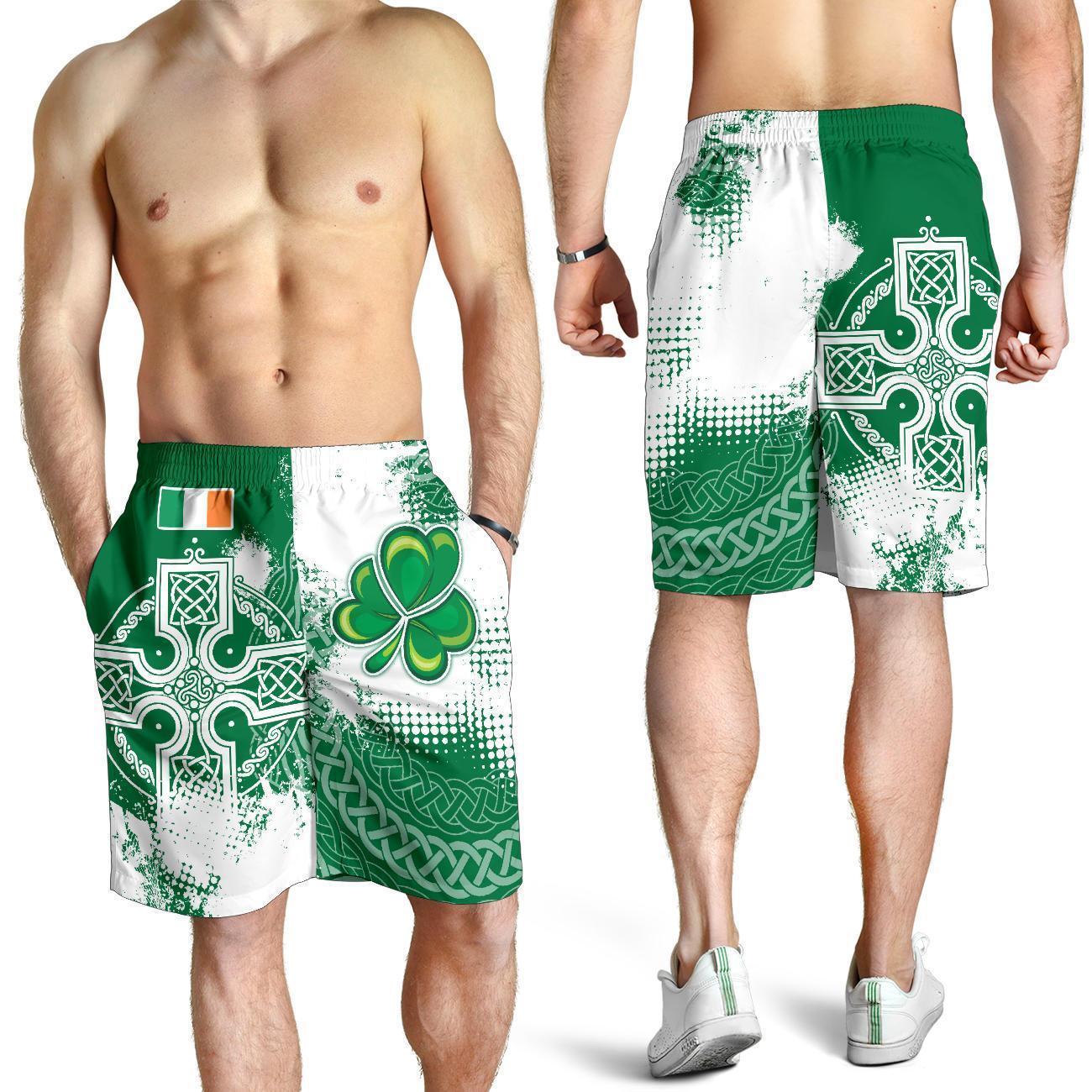 Ireland Celtic Men's Shorts - Irish Celtic Cross - Vibe Hoodie Shop