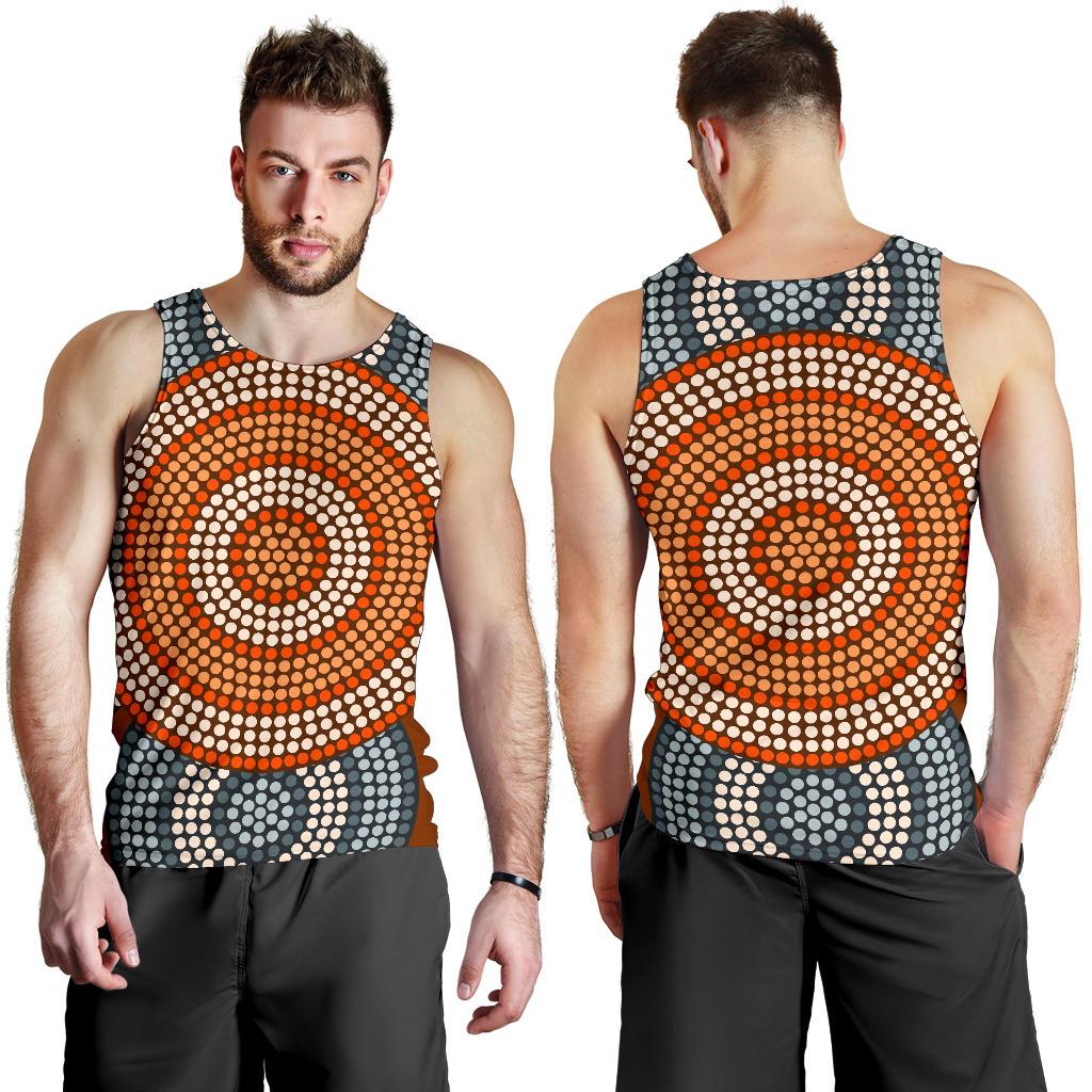 Men Tank Top - Aboriginal Dot Painting Mens Tank Ver05 - Vibe Hoodie Shop