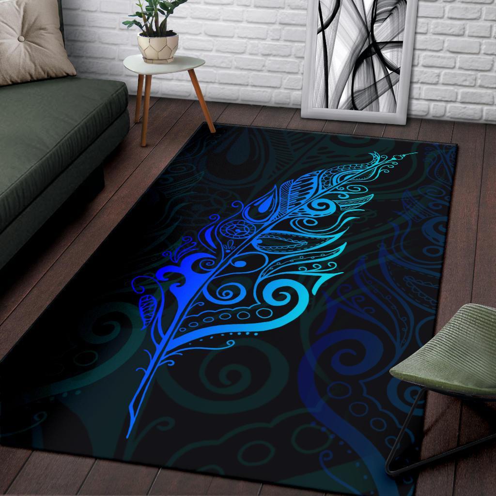 Light Silver Fern Area Rug, Blue - Vibe Hoodie Shop