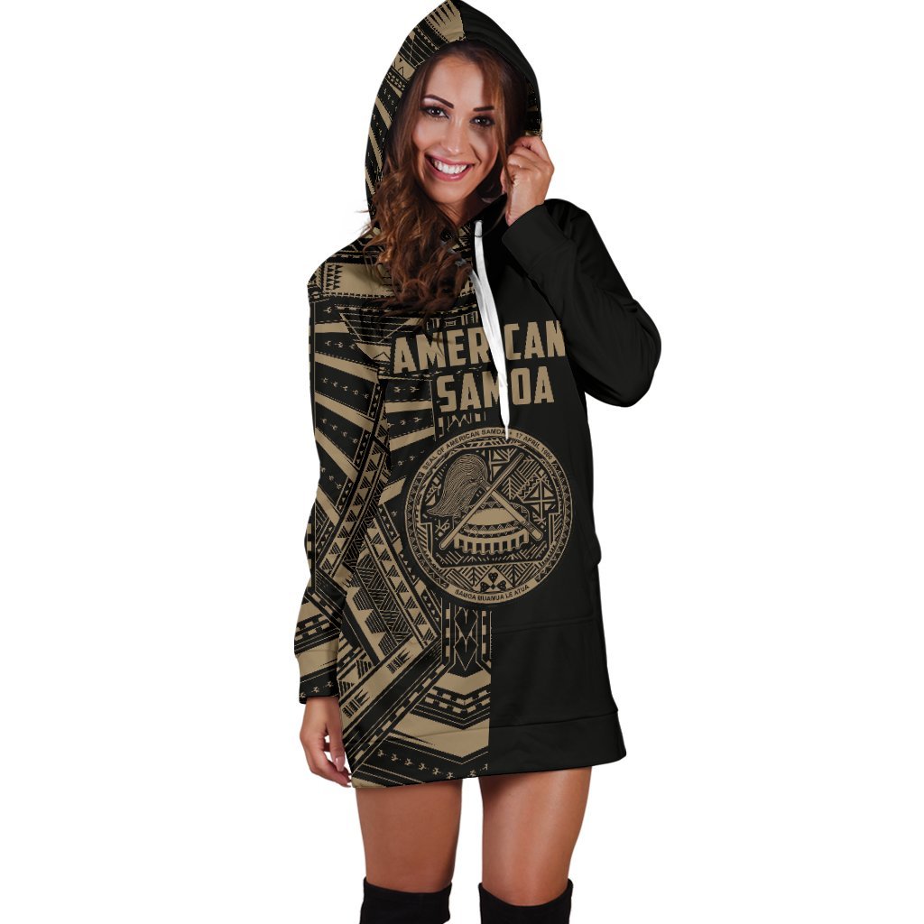 American Samoa Women's Hoodie Dress - Half Style (Gold) - Vibe Hoodie Shop