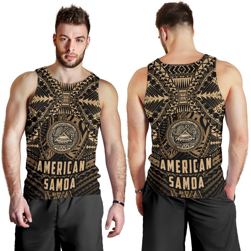 American Samoa Tank Top For Men Polynesian Golden Style - Vibe Hoodie Shop