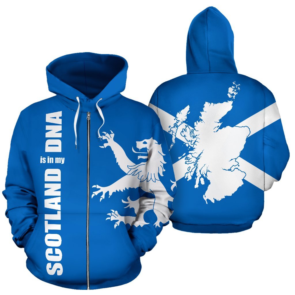 Rugby Lion Rampant Of Scotland Zip Up Hoodie Blue - Vibe Hoodie Shop