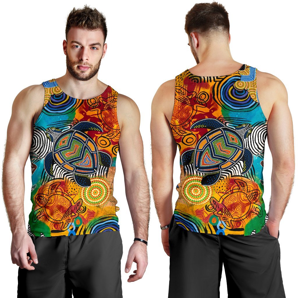 Aboriginal Men's Tank Top - Turtle Indigenous Art - Vibe Hoodie Shop