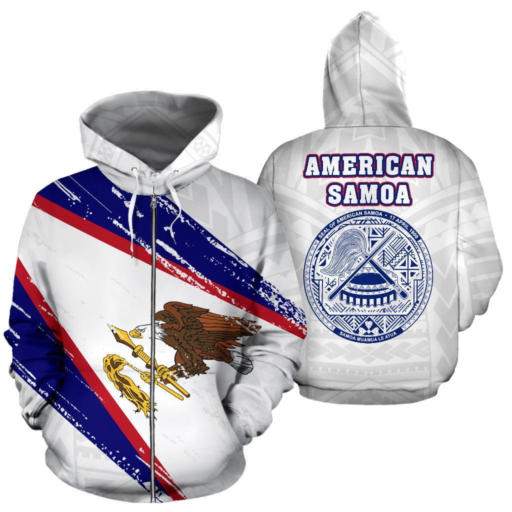 American Samoa Flag Coat Of Arms Polynesian Zip - Up Hoodie - 02 - Vibe Hoodie Shop