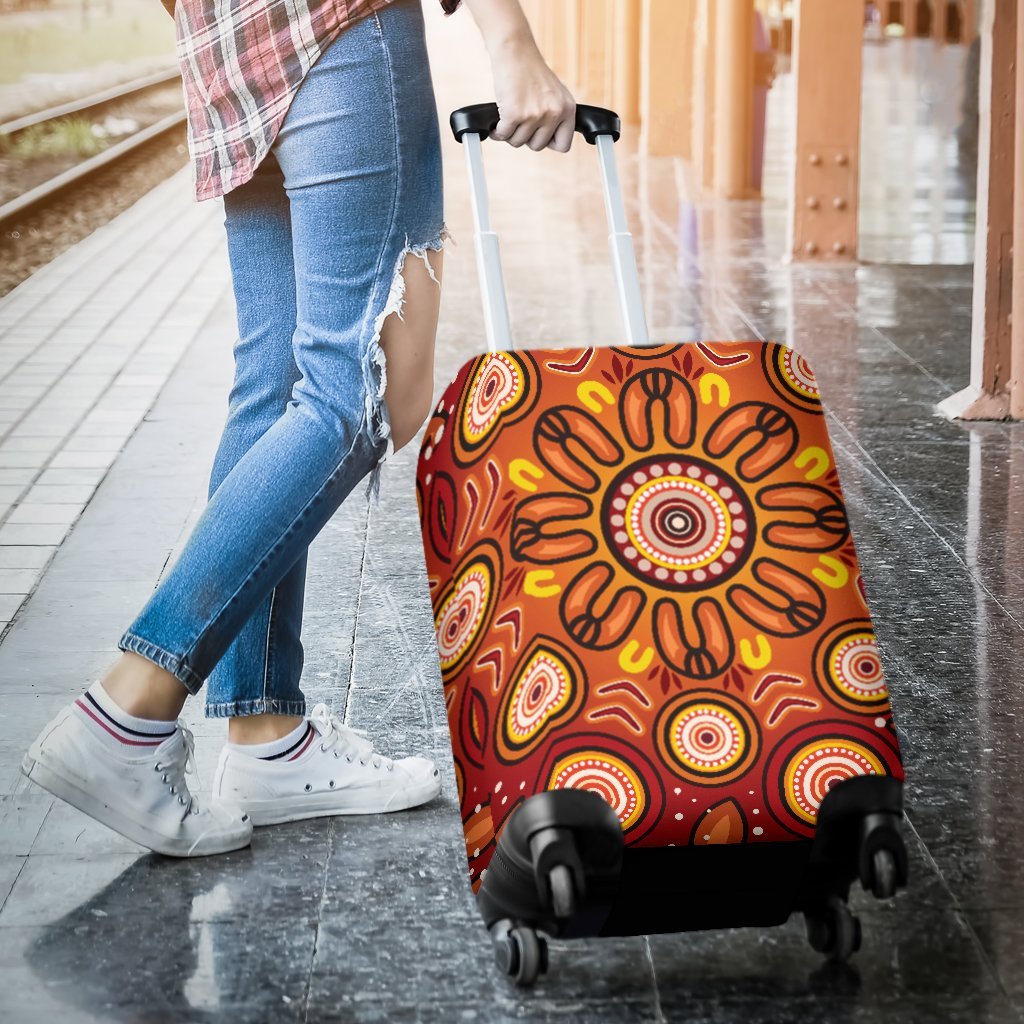 Aboriginal Luggage Covers - Circle Flowers Patterns VER01 - Vibe Hoodie Shop