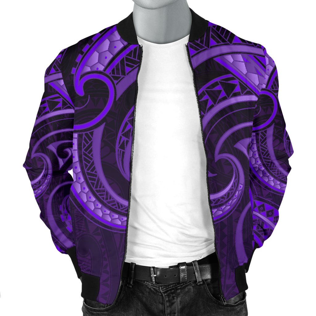 New Zealand Maori Mangopare Men Bomber Jacket Polynesian - Purple - Vibe Hoodie Shop