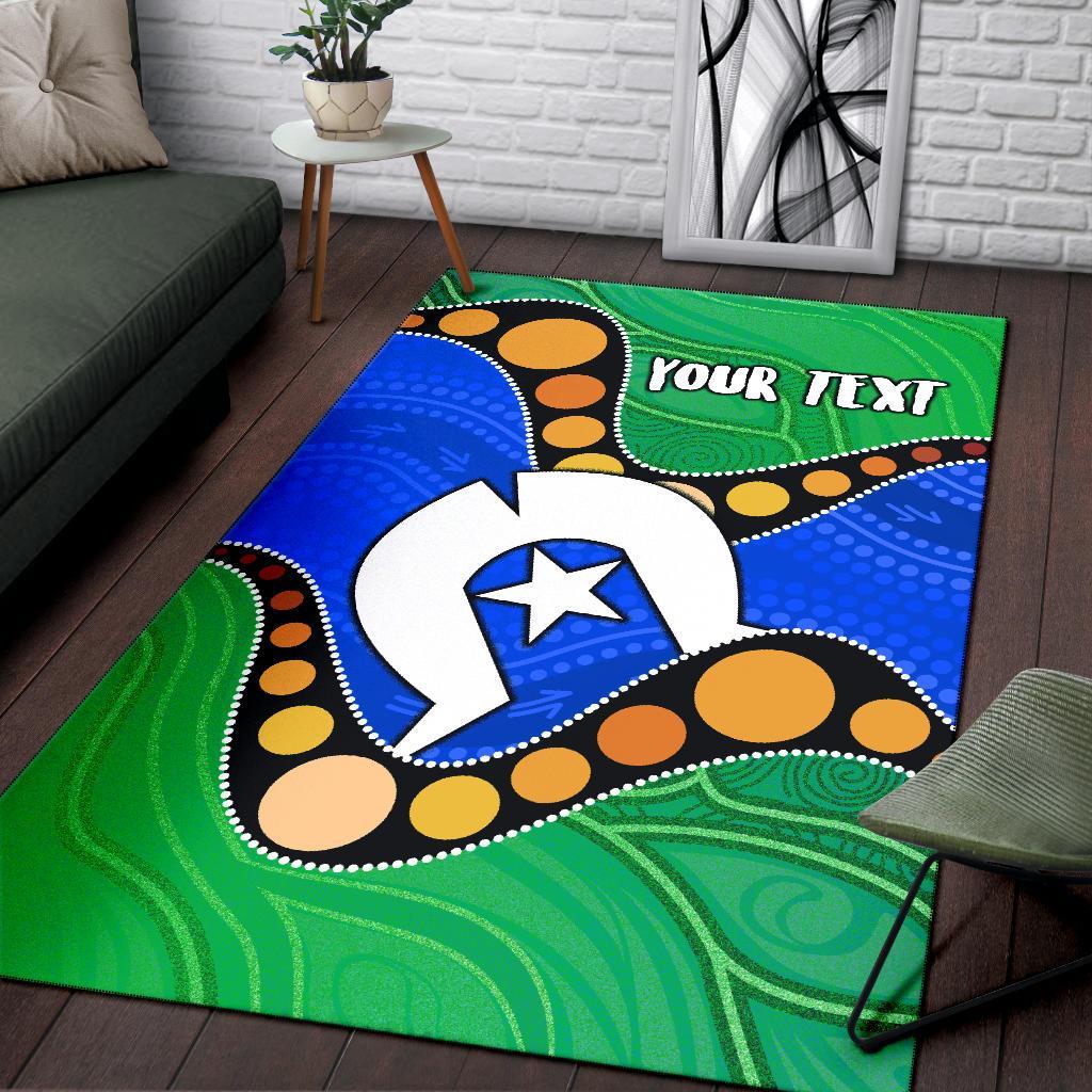 Custom Torres Strait Islands Area Rug - Flag with Aboriginal Patterns - Vibe Hoodie Shop