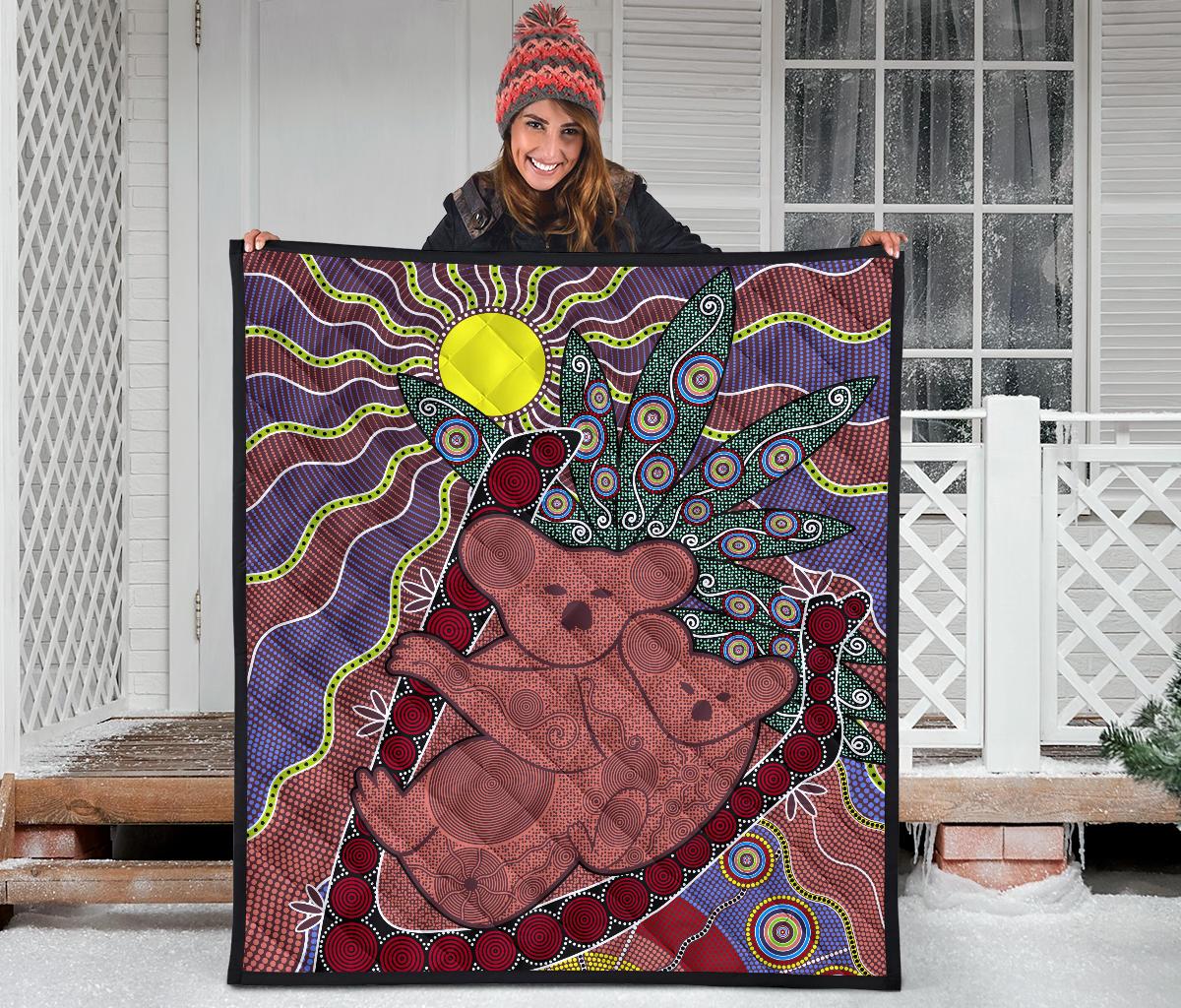 Premium Quilts - Koala Coverlets Aboriginal Pattern - Vibe Hoodie Shop