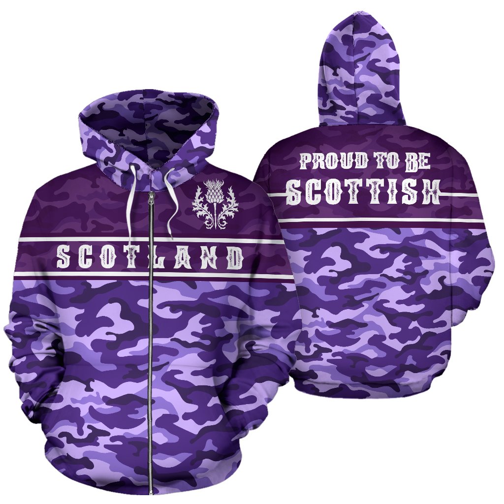 Scotland Zip Hoodie Proud To Be Scottish Purple - Vibe Hoodie Shop