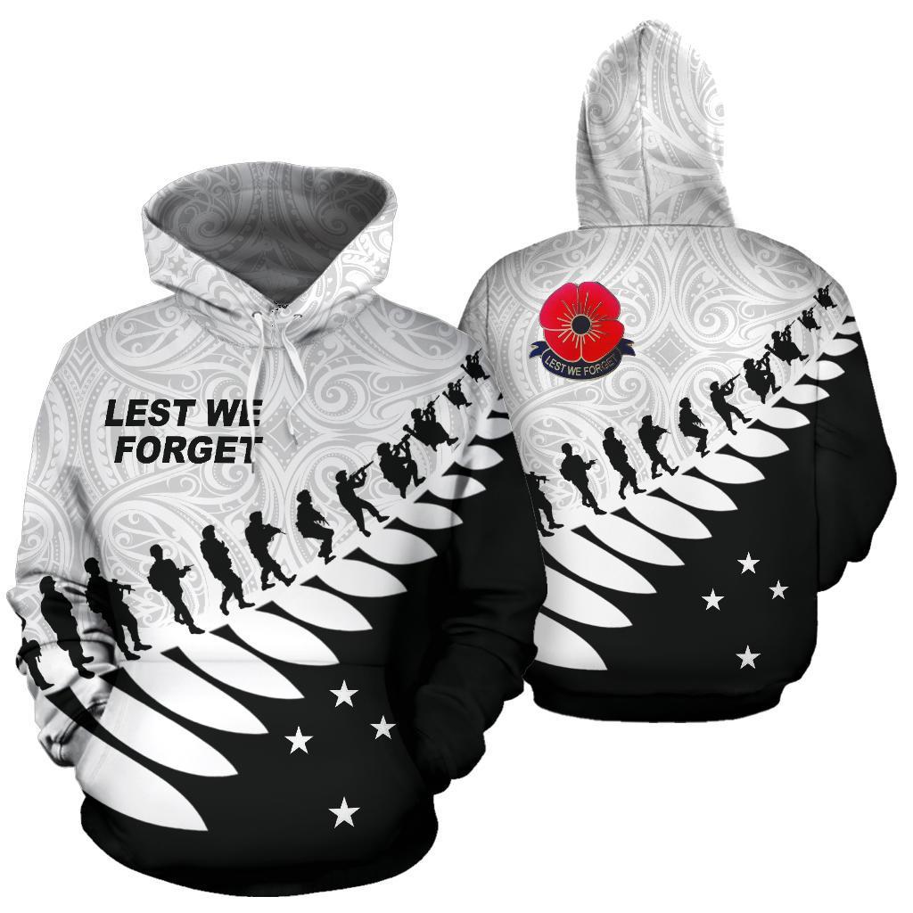 New Zealand ANZAC Hoodie, Lest We Forget Poppies Maori Pullover Hoodie - Vibe Hoodie Shop