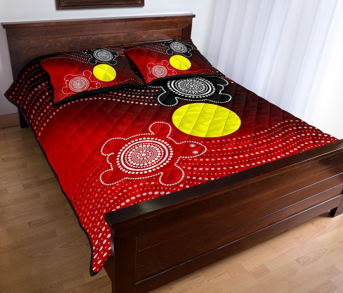Aboriginal Quilt Bed Set - Indigenous Circle Dot Painting Style - - Vibe Hoodie Shop