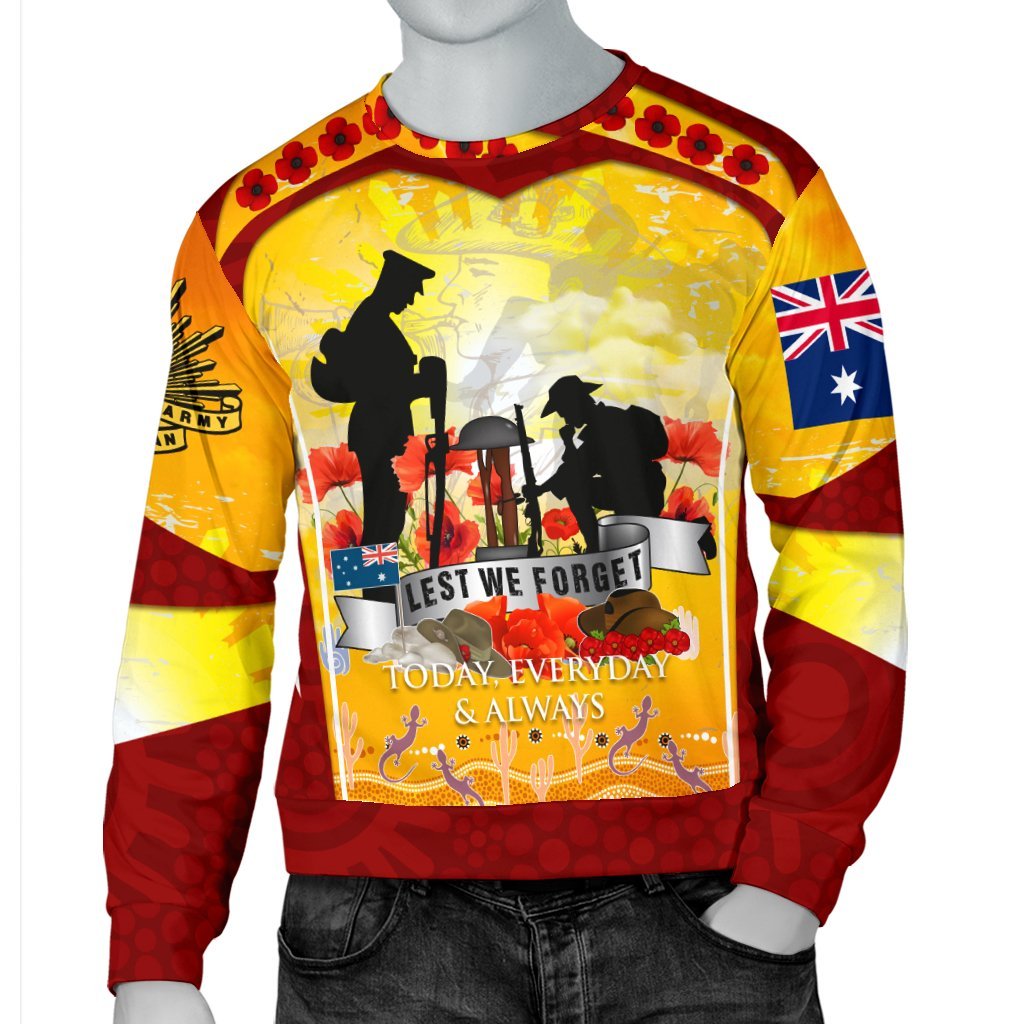 ANZAC Men's Sweater - Lest We Forget Aboriginal Version - Vibe Hoodie Shop