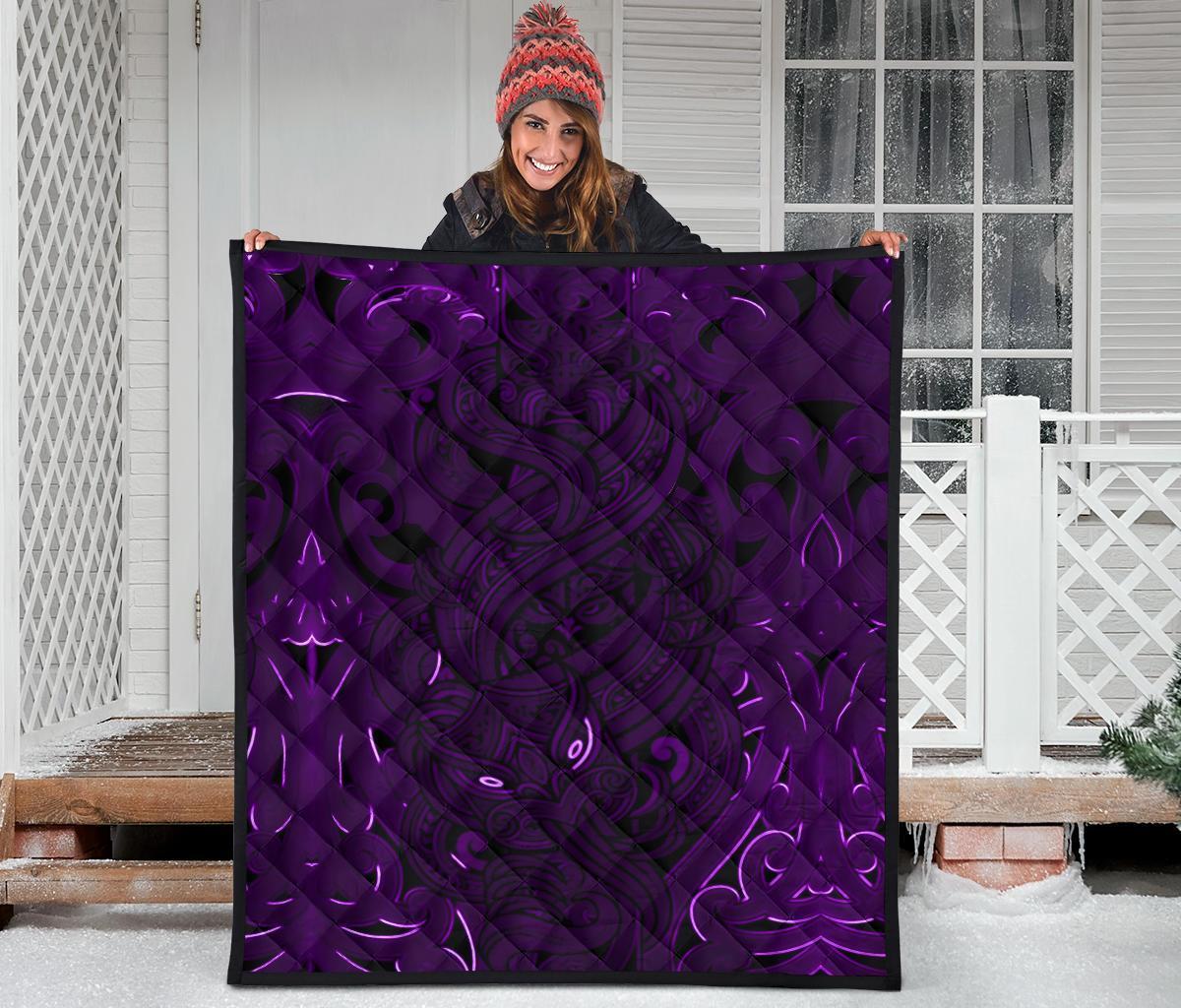 New Zealand Premium Quilt, Maori Gods Tumatauenga (God Of War) - Purple - Vibe Hoodie Shop