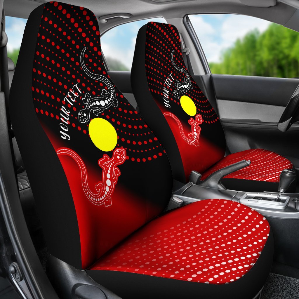 Custom Aboriginal Car Seat Covers - Two Indigenous Lizard - Vibe Hoodie Shop