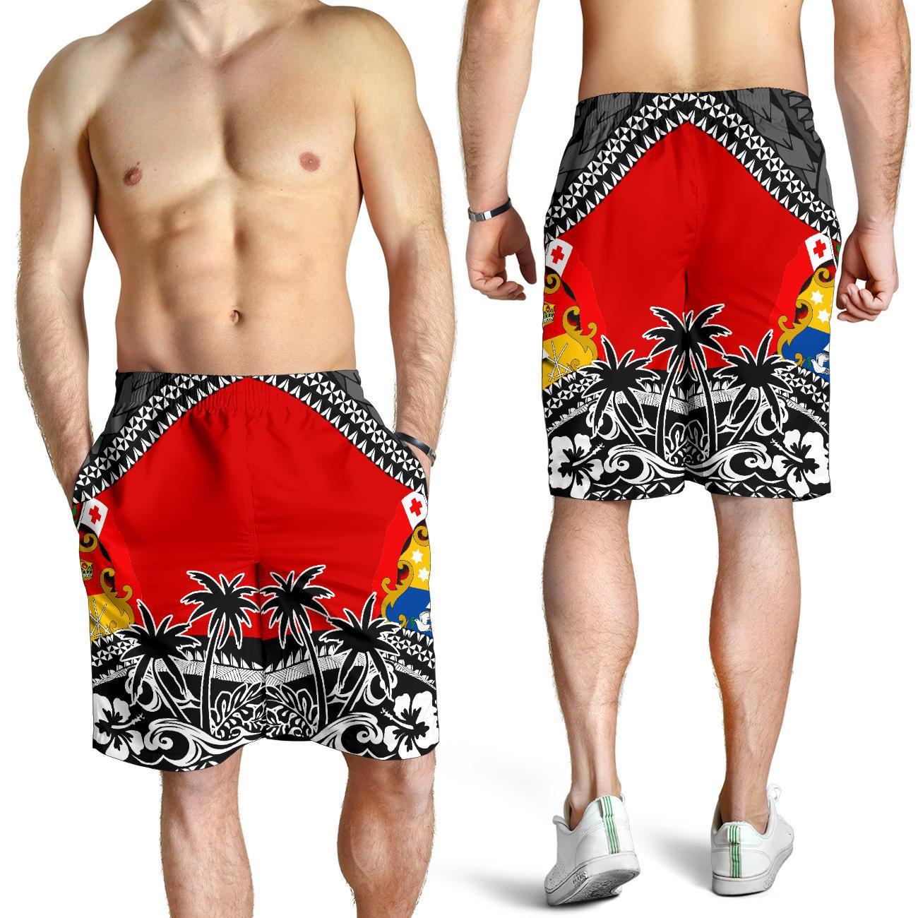 Tonga Men's Shorts Polynesian Style Fall In The Wave - Vibe Hoodie Shop