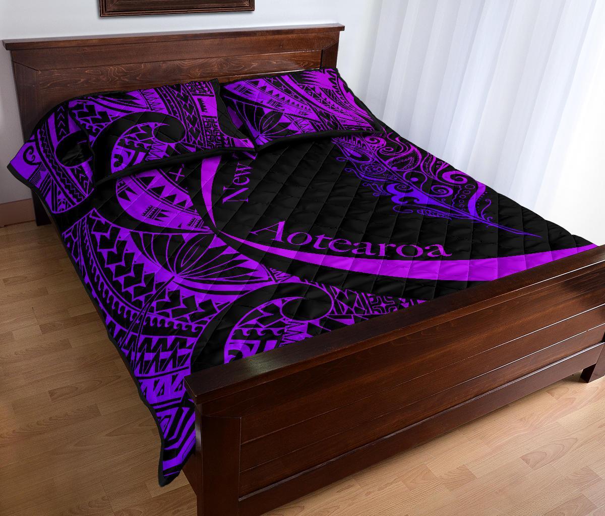 Light Silver Fern Maori Quilt Bed Set Circle Style, Purple - Vibe Hoodie Shop