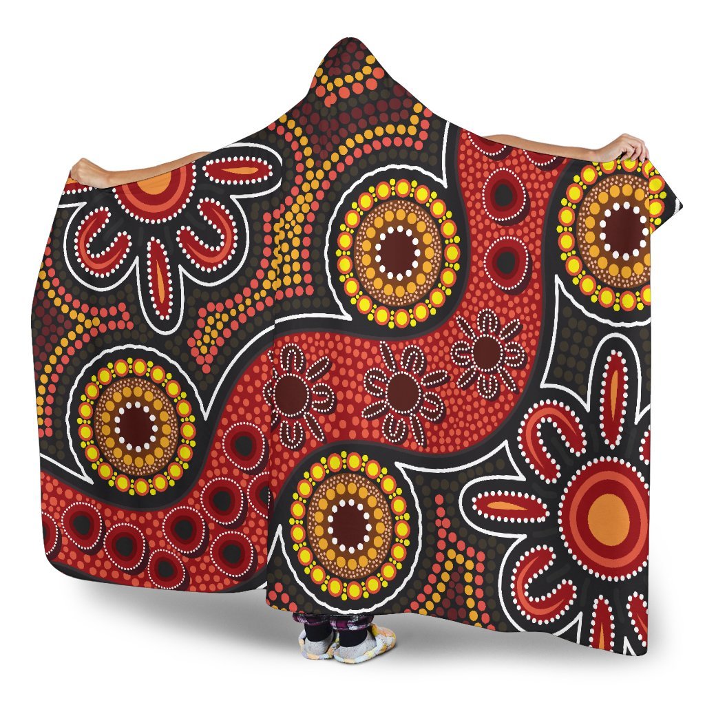 aboriginal-hooded-blanket-indigenous-circle-dot-painting-style