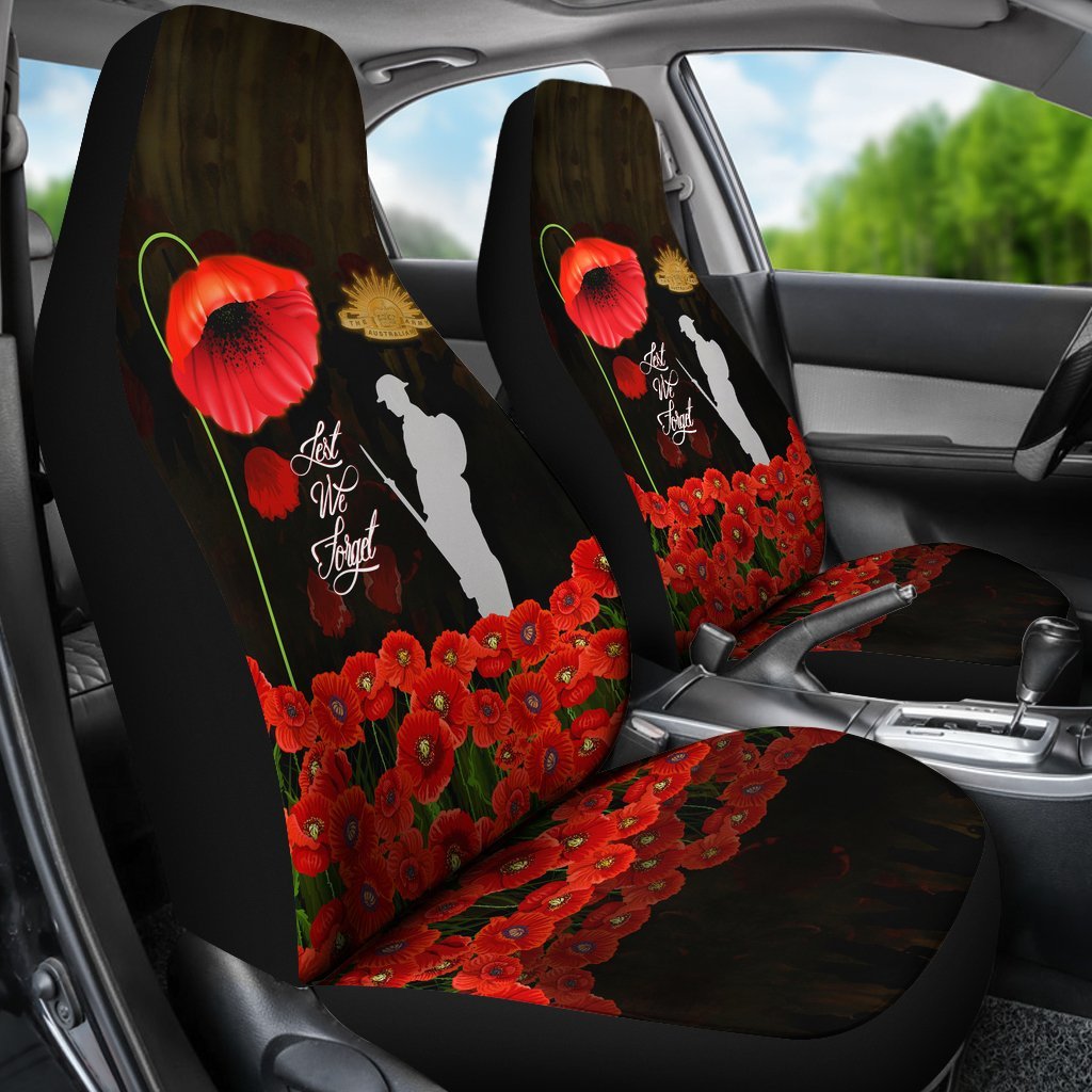 ANZAC Car Seat Covers - Remembrance Poppy Flowers - Vibe Hoodie Shop