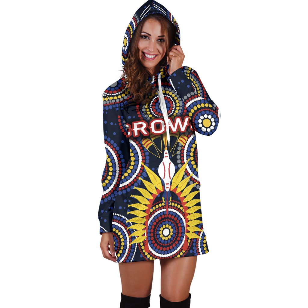 Adelaide Women's Hoodie Dress Original Indigenous Crows - Vibe Hoodie Shop