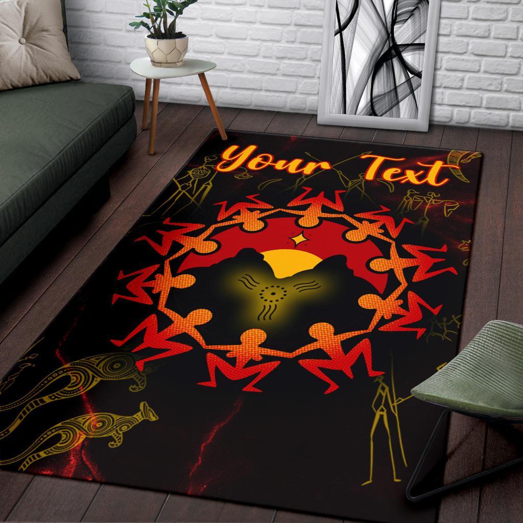 Custom Aboriginal Area Rug - Australia Map and Indigenous Flag - Vibe Hoodie Shop