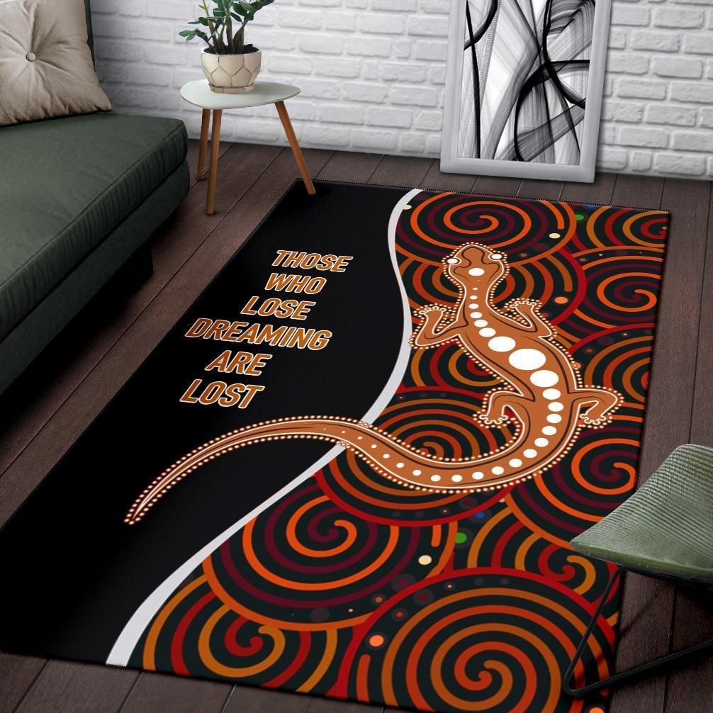 Aboriginal Area Rug - Indigenous Lizard Dreaming - Vibe Hoodie Shop