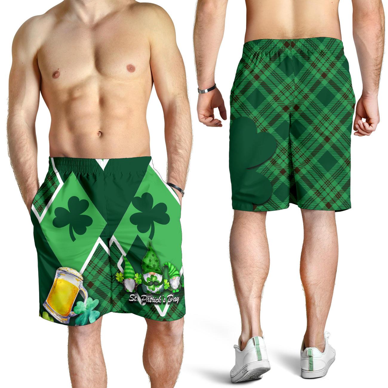 St. Patrick Day Ireland Gnome All Over Print Men's Shorts Shamrock - Vibe Hoodie Shop