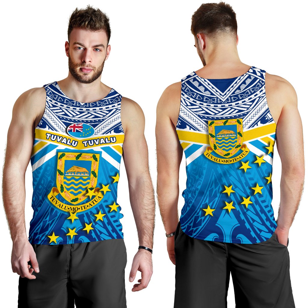 Tuvalu Rugby Men Tank Top Polynesian Flag - Vibe Hoodie Shop