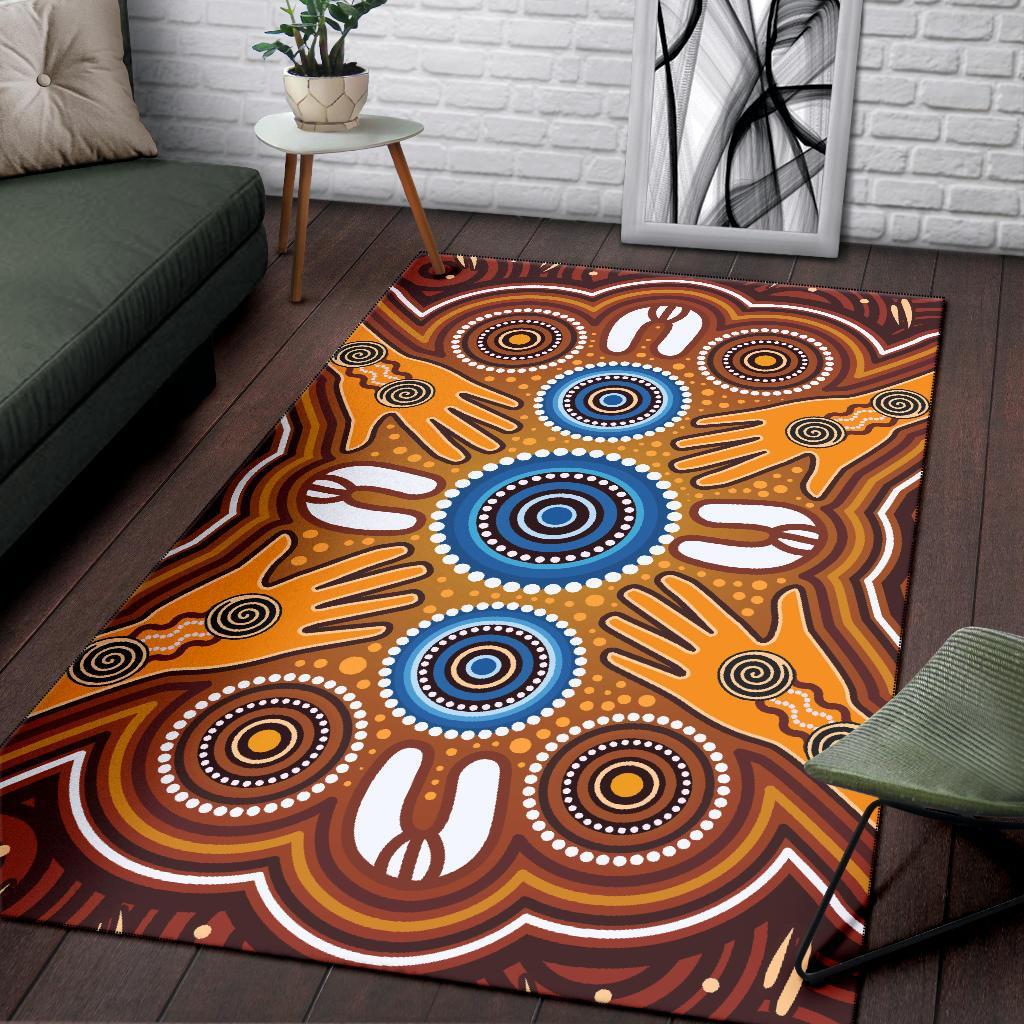 Aboriginal Area Rug - Indegenous Dot Painting Art - Vibe Hoodie Shop