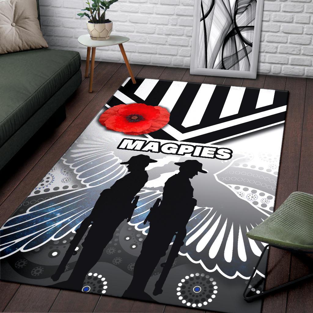 Magpies Area Rug Collingwood ANZAC Day Special Version - Vibe Hoodie Shop