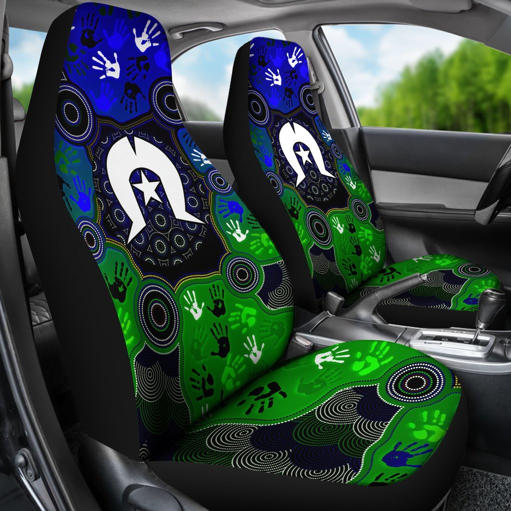 Aboriginal Car Seat - Torres Strait Symbol With Indigenous Patterns - Vibe Hoodie Shop