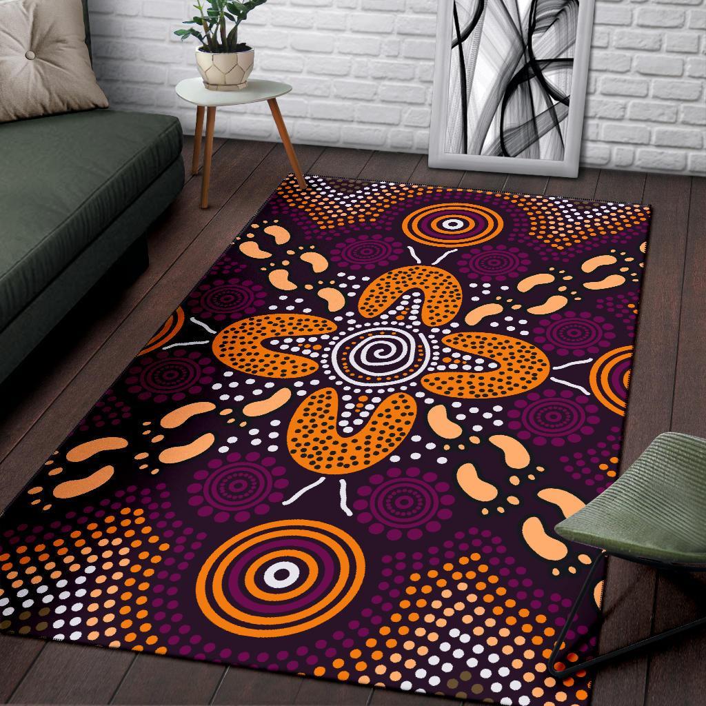 Aboriginal Area Rug - Flowers Dot Panting Art - Vibe Hoodie Shop