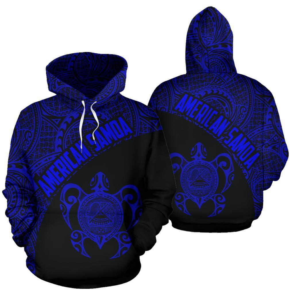 American Samoa Polynesian Hoodie Coat Of Arms In Turtle Blue - Vibe Hoodie Shop