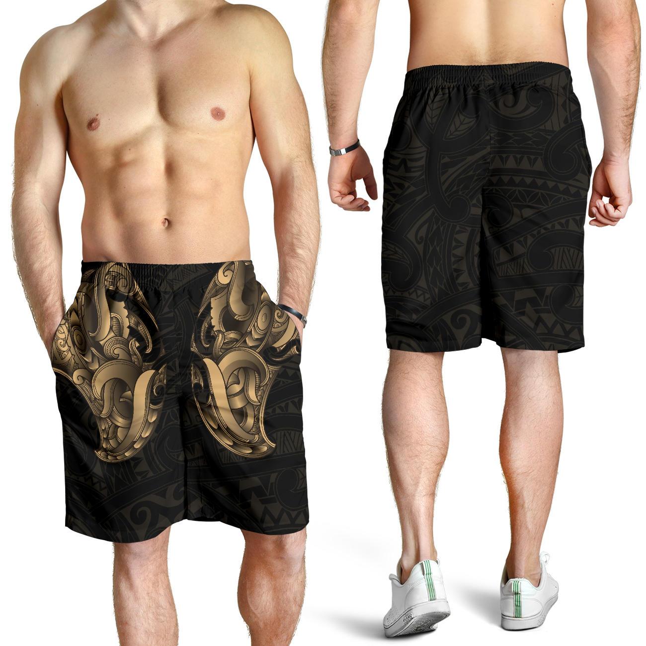 Maori Ta Moko Men Shorts New Zealand Gold - Vibe Hoodie Shop