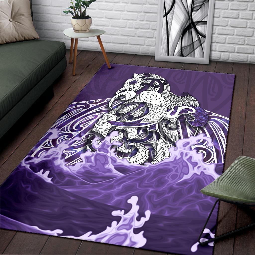 Maori Manaia The Blue Sea Area Rug, Purple - Vibe Hoodie Shop