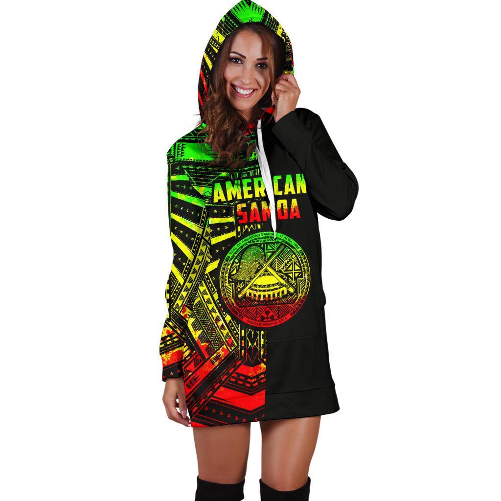 American Samoa Women's Hoodie Dress Reggae - Half Style - Vibe Hoodie Shop