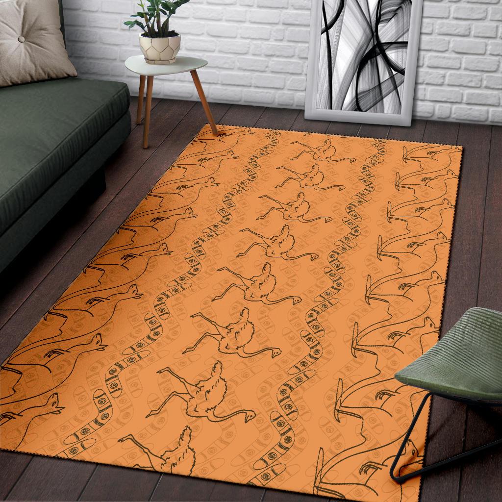 Area Rug - Ostrich Rug Kangaroo With Boomerang - Vibe Hoodie Shop