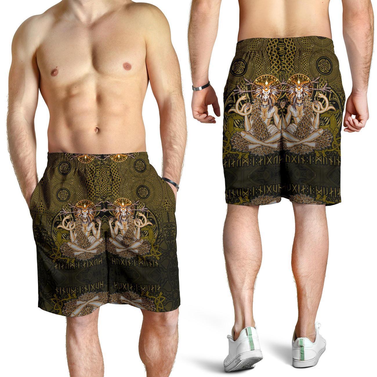 Cernunnos Goddess All Over Print Men's Shorts - Celtic God of the Forest - Vibe Hoodie Shop