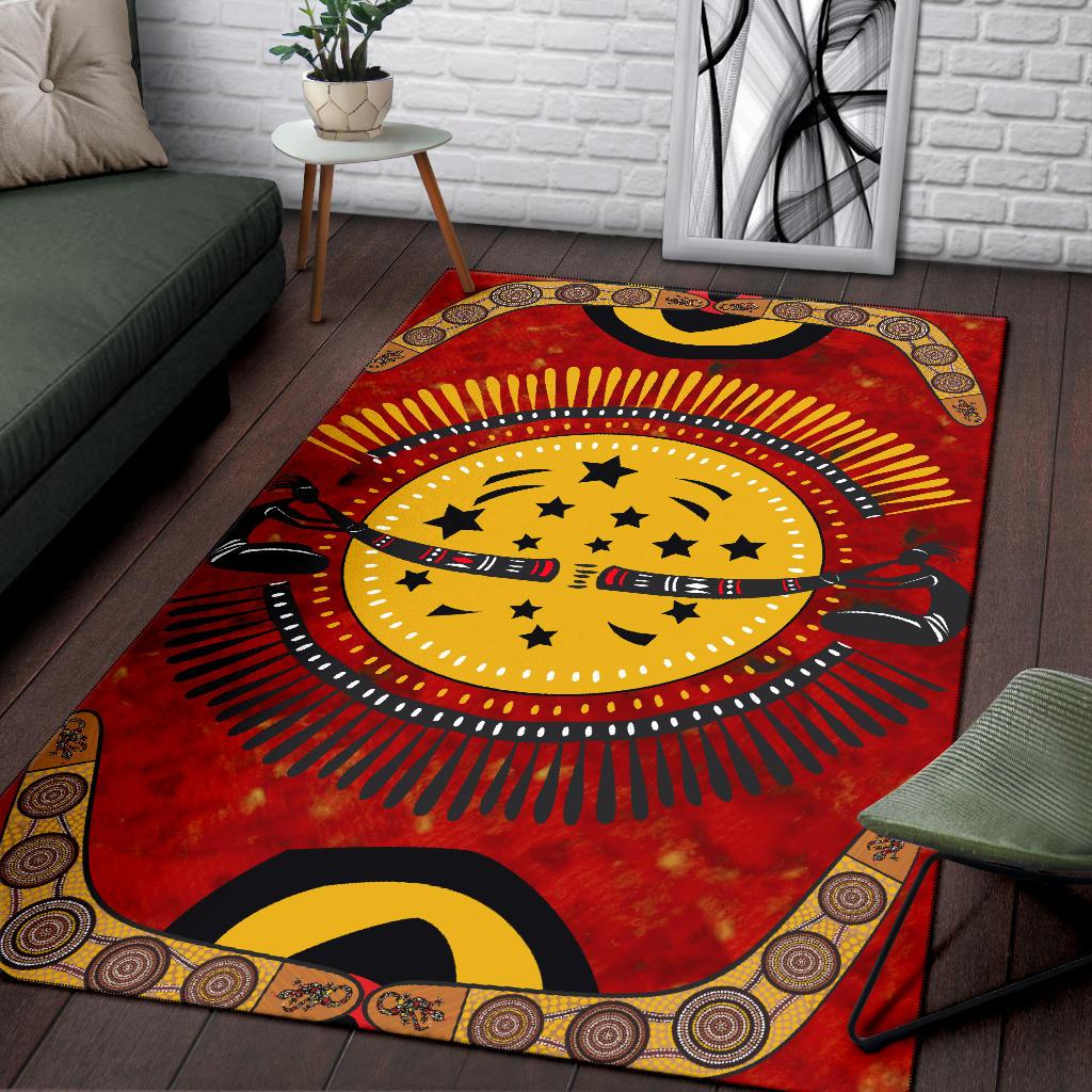 Aboriginal Area Rug - Boomerang - Vibe Hoodie Shop