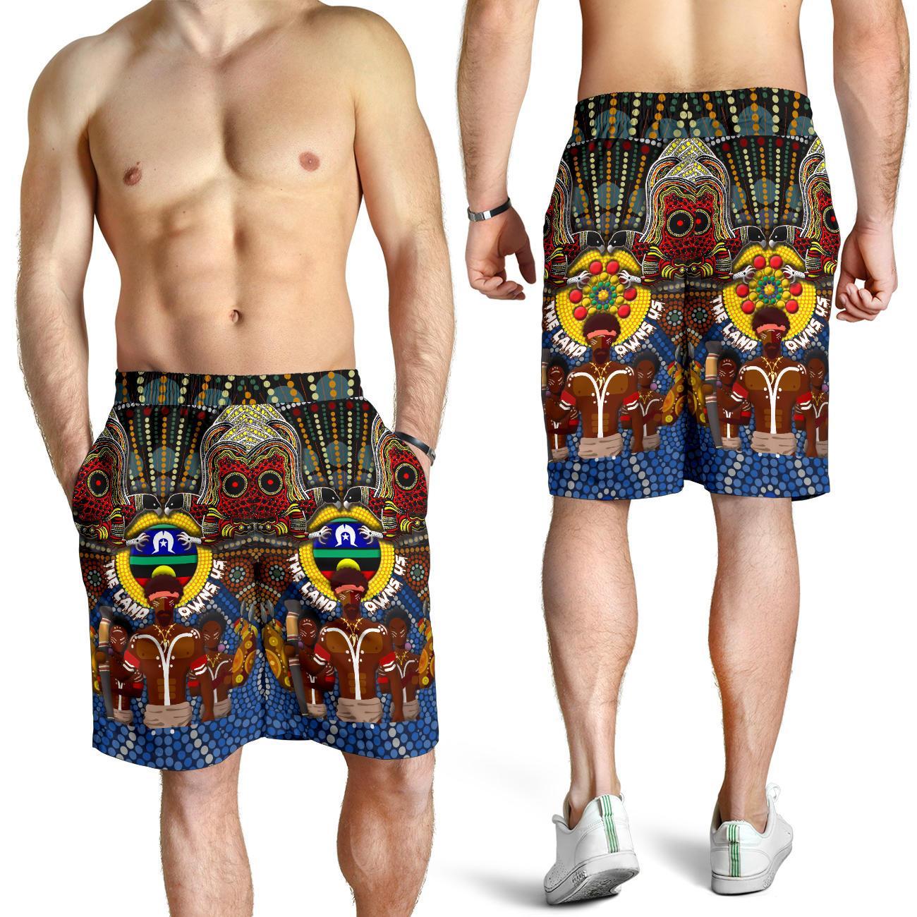 The Land Owns Us Aboriginal All Over Print Men's Shorts - Vibe Hoodie Shop