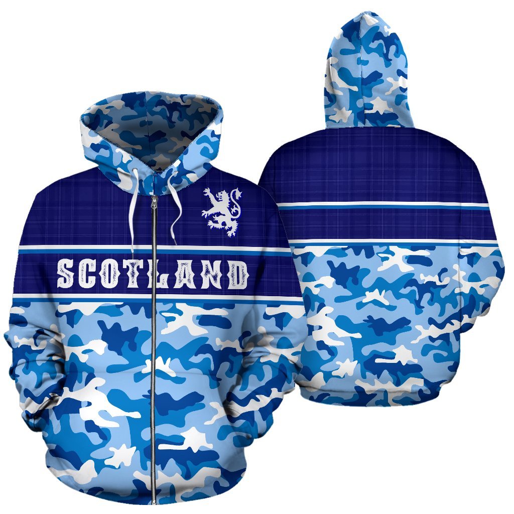 Scotland Blue Camo Zipper Hoodie - Vibe Hoodie Shop