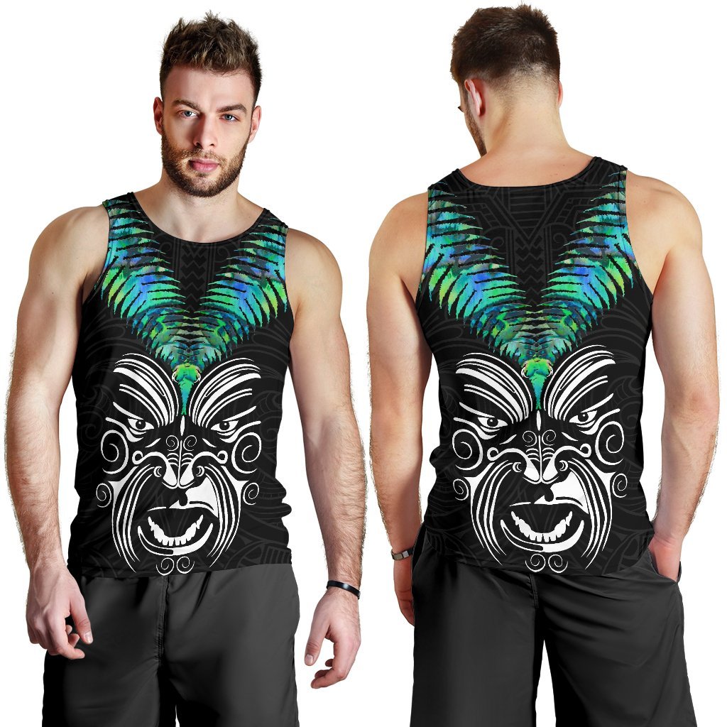 New Zealand Maori Moko Men's Tank Top Paua Shell - Vibe Hoodie Shop