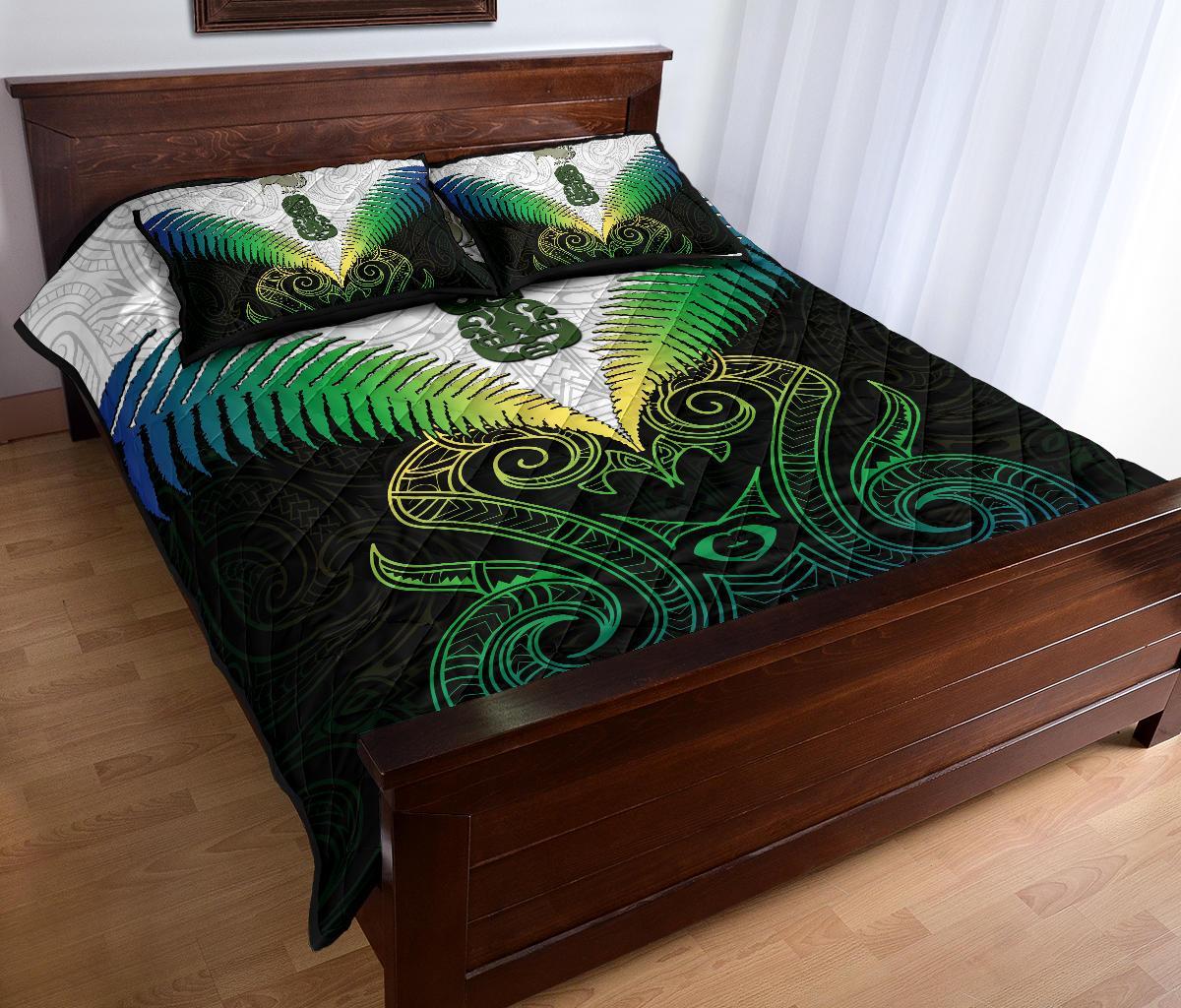 Maori Manaia New Zealand Quilt Bed Set Rasta - Vibe Hoodie Shop