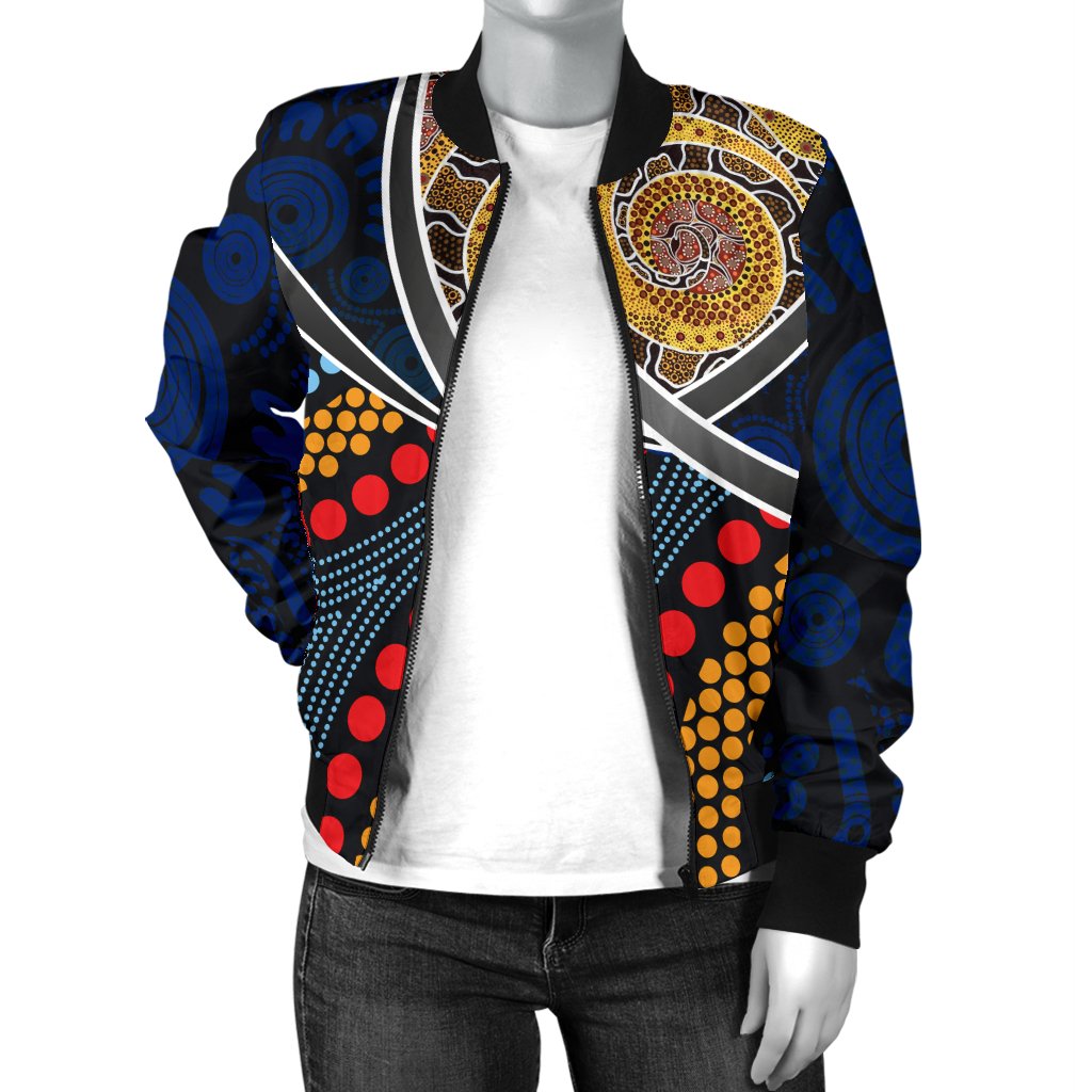 Aboriginal Bomber Jacket - Aboriginal Dot Panting Art With Snake - Vibe Hoodie Shop