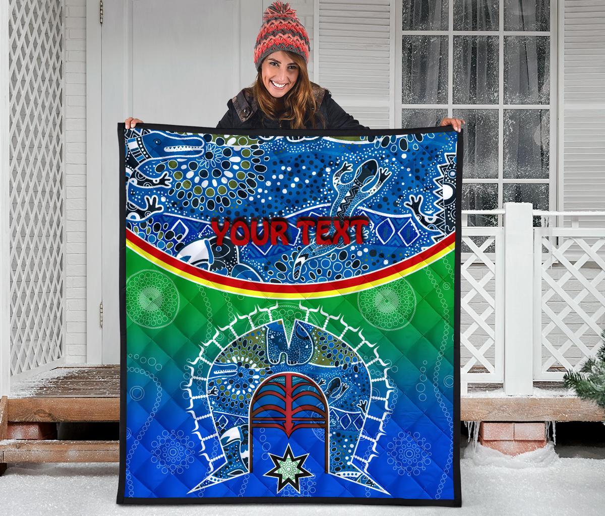 Personalised Premium Quilt - Torres Strait Symbol With Aboriginal Patterns - Vibe Hoodie Shop