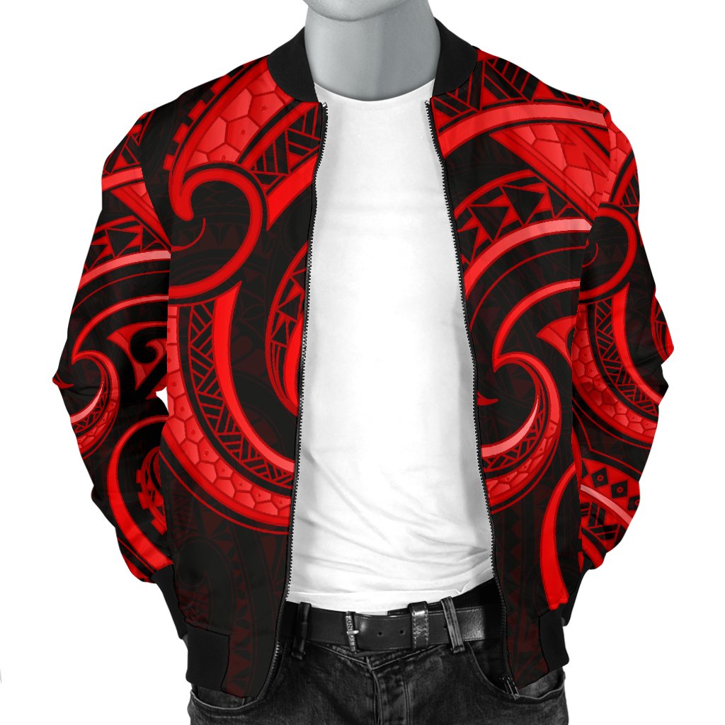 New Zealand Maori Mangopare Men Bomber Jacket Polynesian - Red - Vibe Hoodie Shop